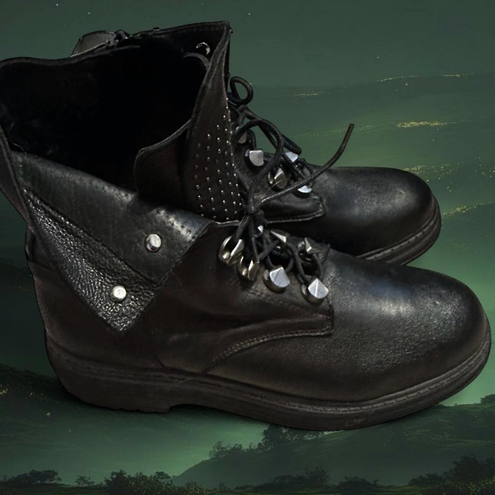 Women’s Black Leather Combat Boots